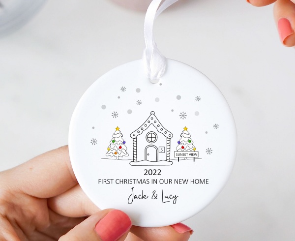 Personalised New Home Christmas Tree Ceramic Keepsake Ornament Decoration